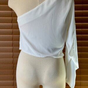 White, xs, one shoulder shirt